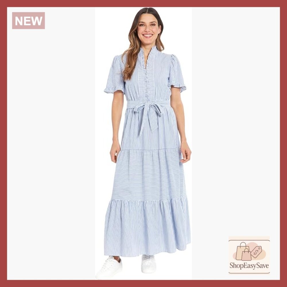 High Neck Ruffle Maxi Dress Elegant Chic Summer Vacation Pull On Style